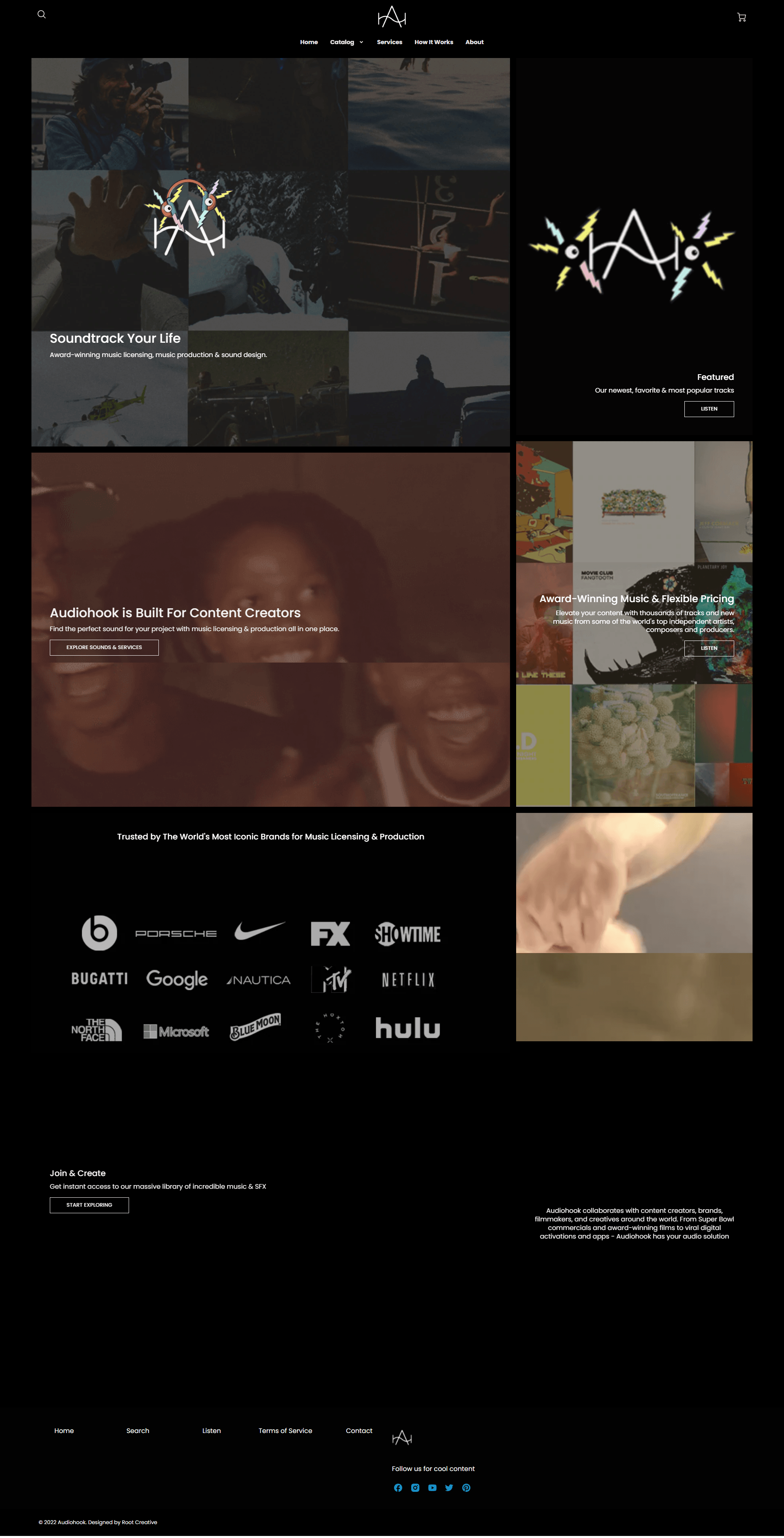 Screenshot of the Audiohook website