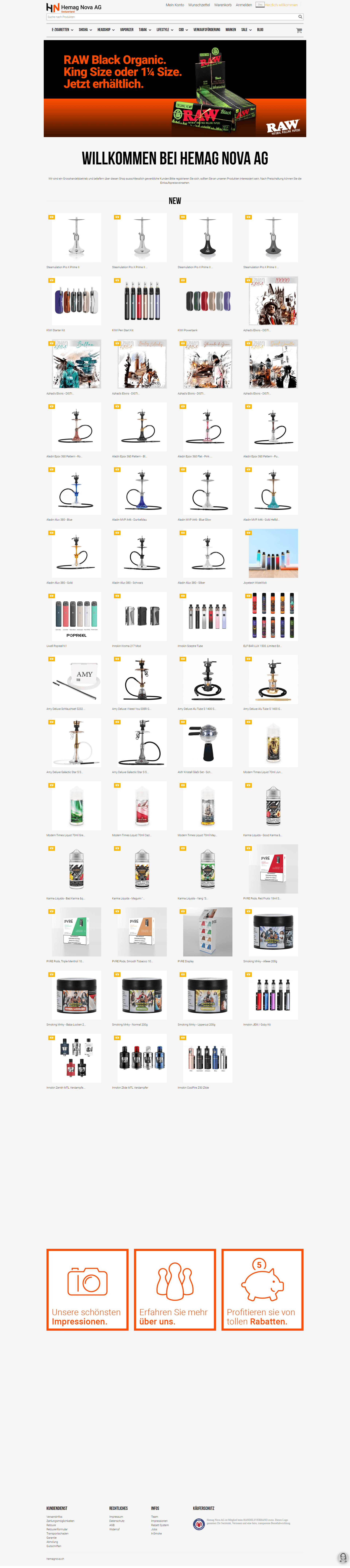 Screenshot of the Hemag Nova AG website