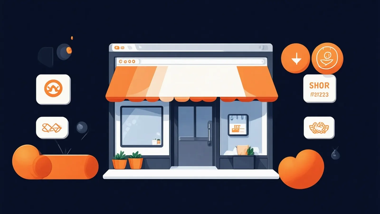 Illustration: a small shop storefront merged