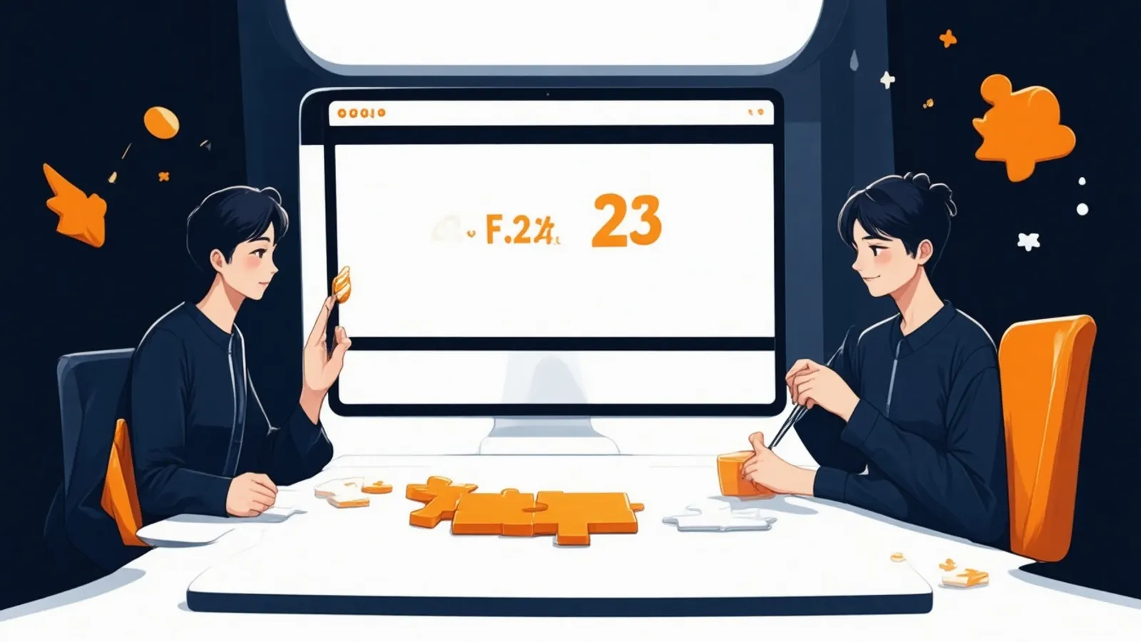 Illustration: two illustrated figures at opposite ends of a table