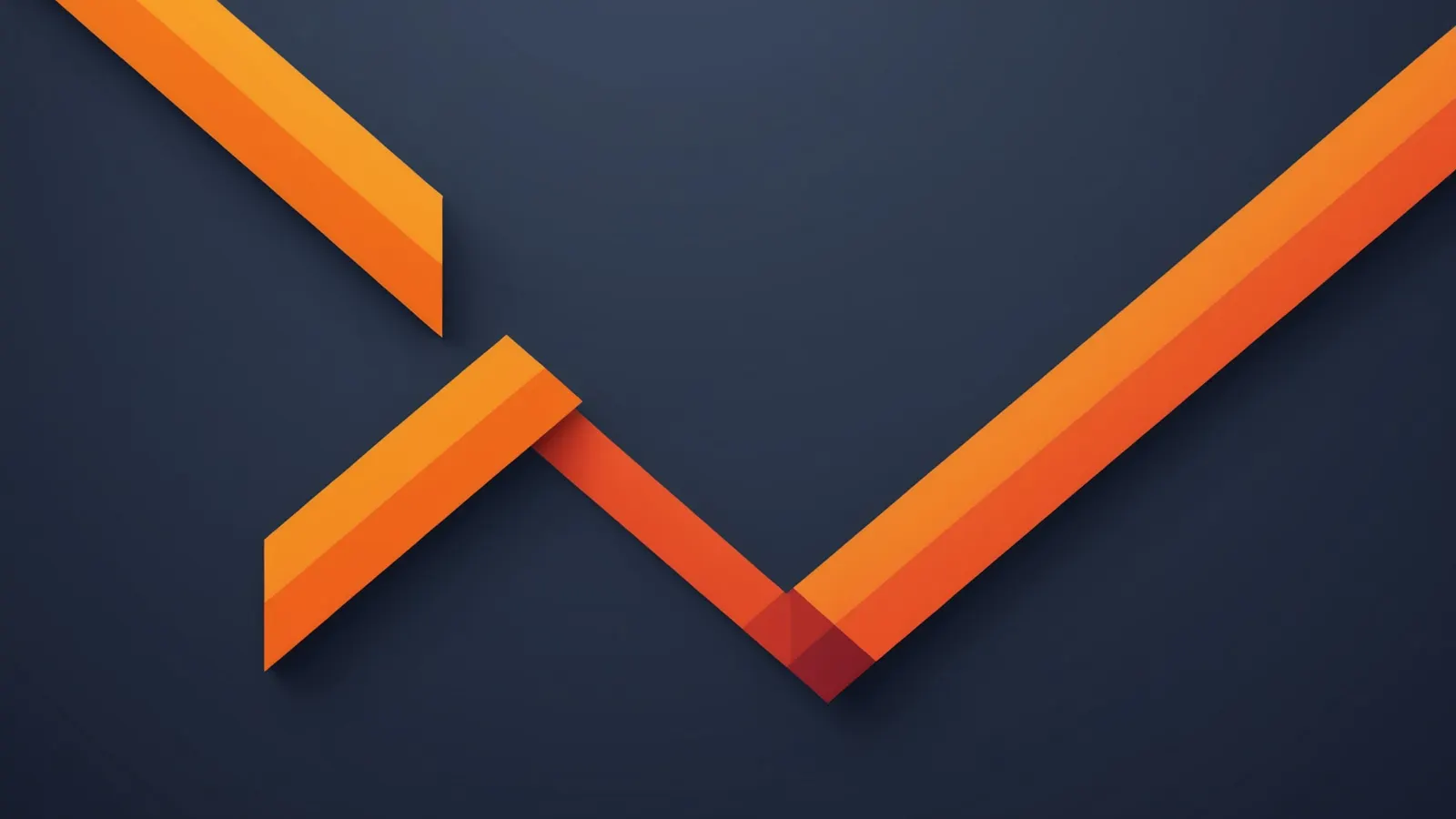 A bold orange ribbon rising in a zigzag on a dark navy background