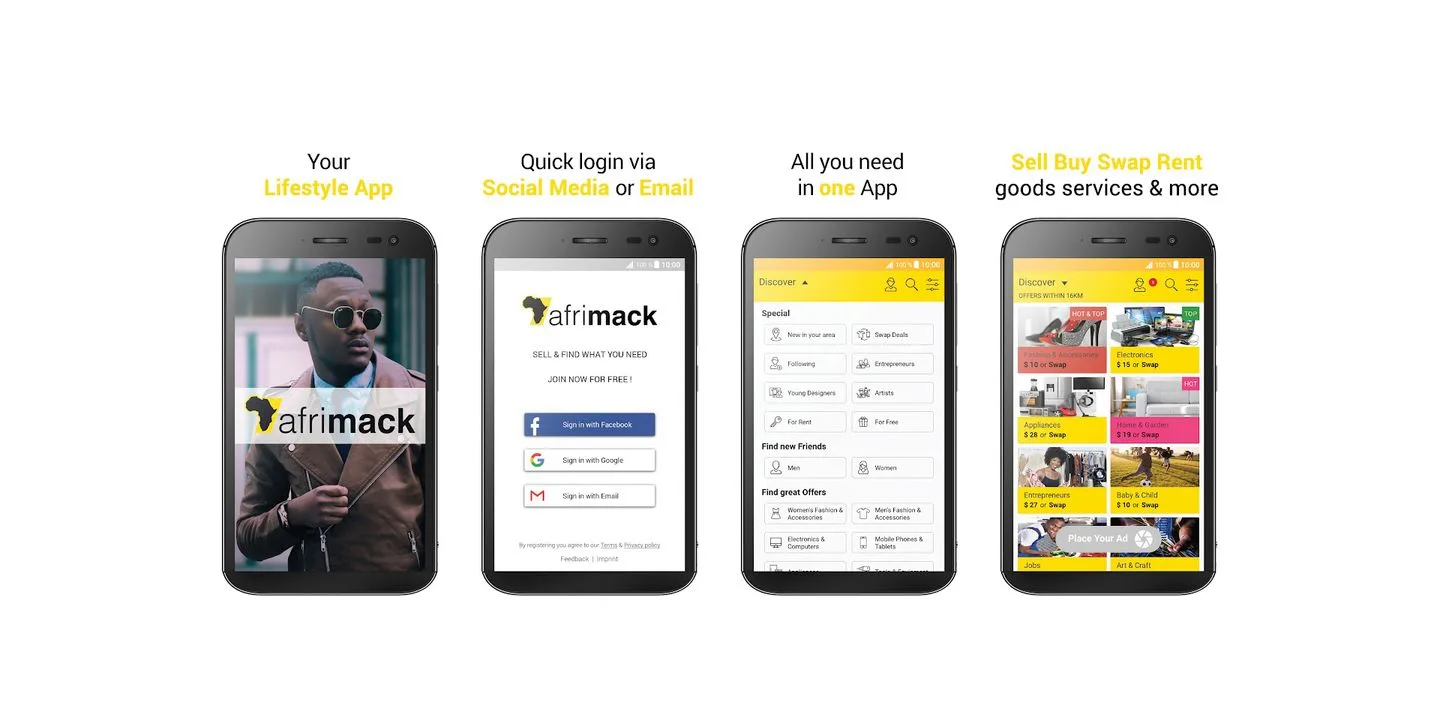 Afrimack app screens