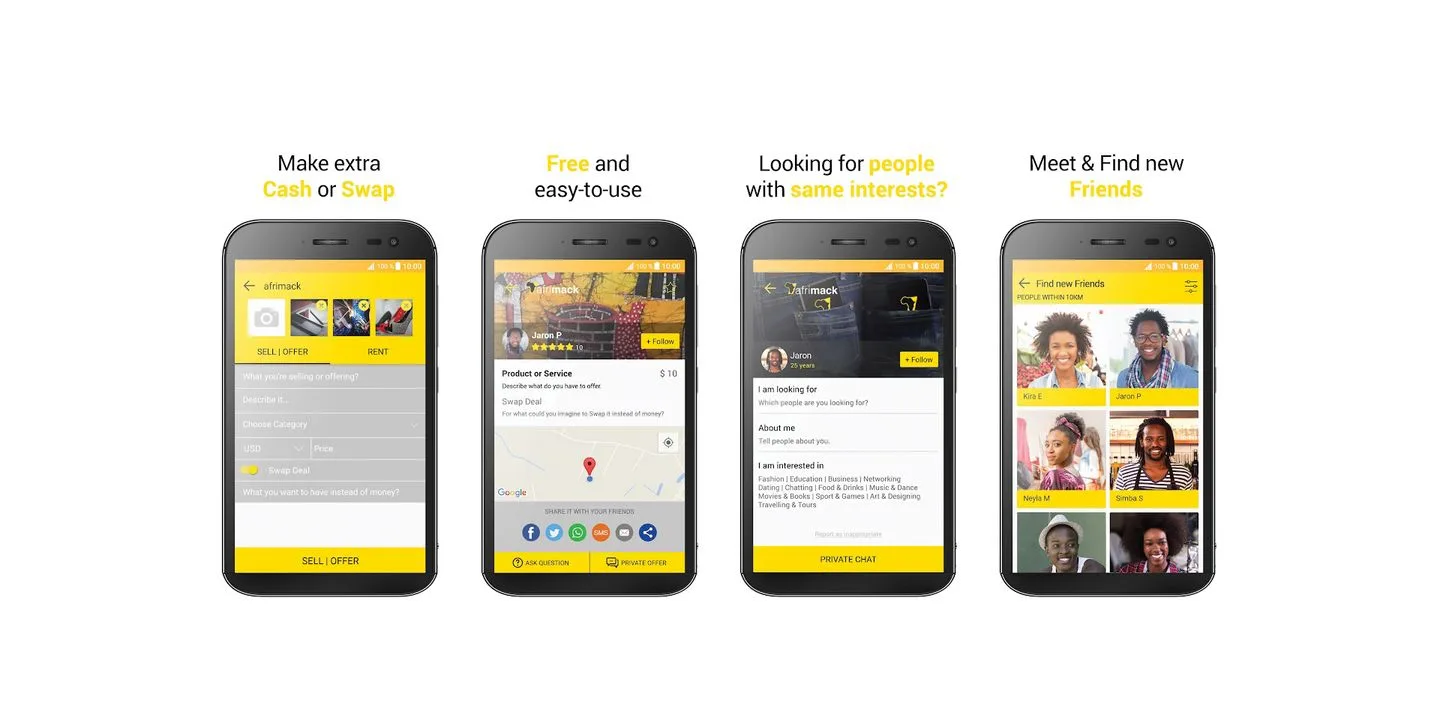 Afrimack app screens