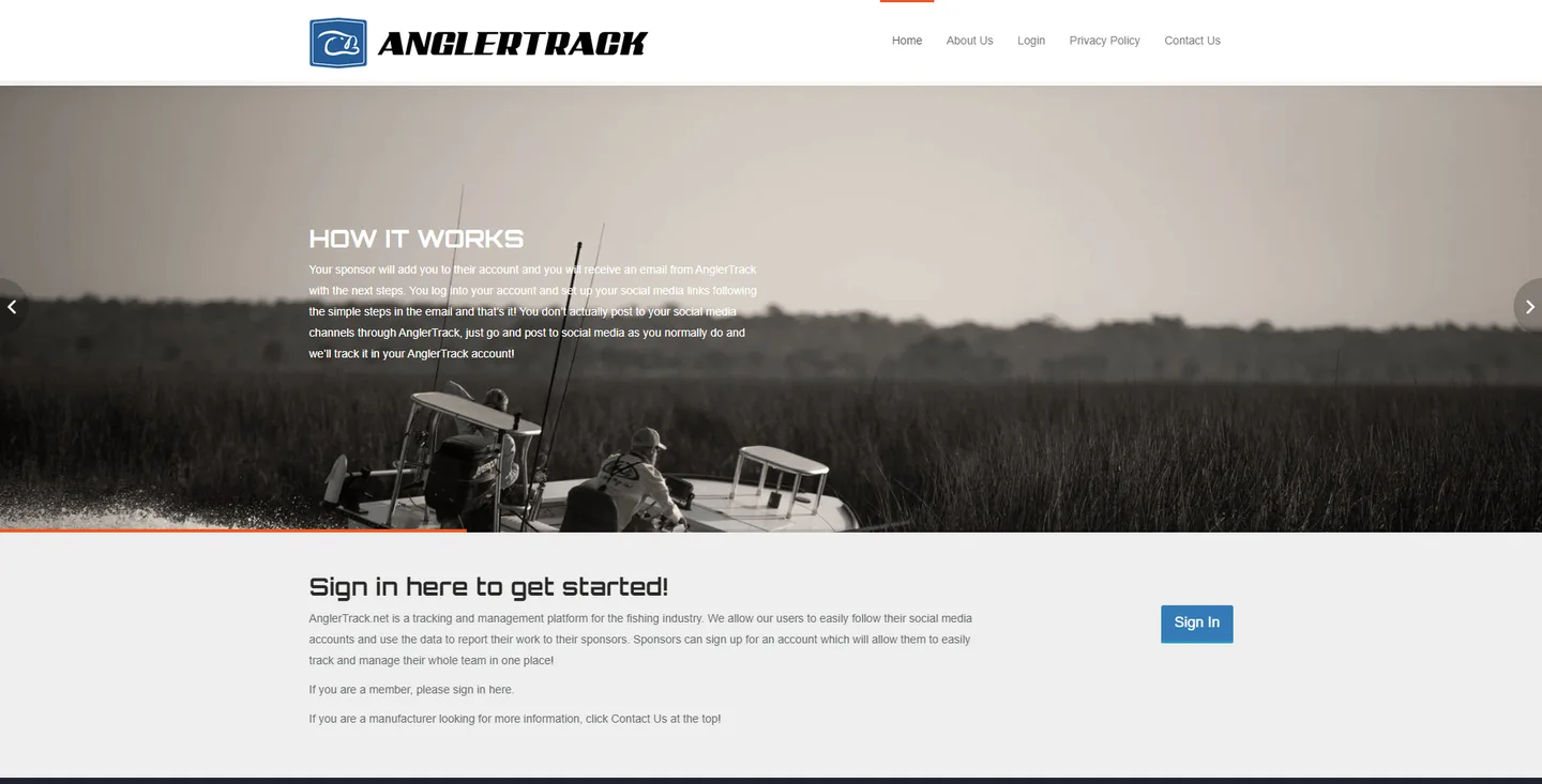 Angler Track: social media tracking for anglers: website