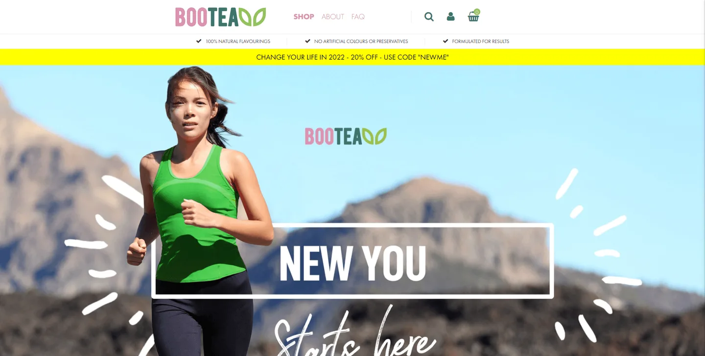 Bootea: Shopify store for natural wellness teas: website