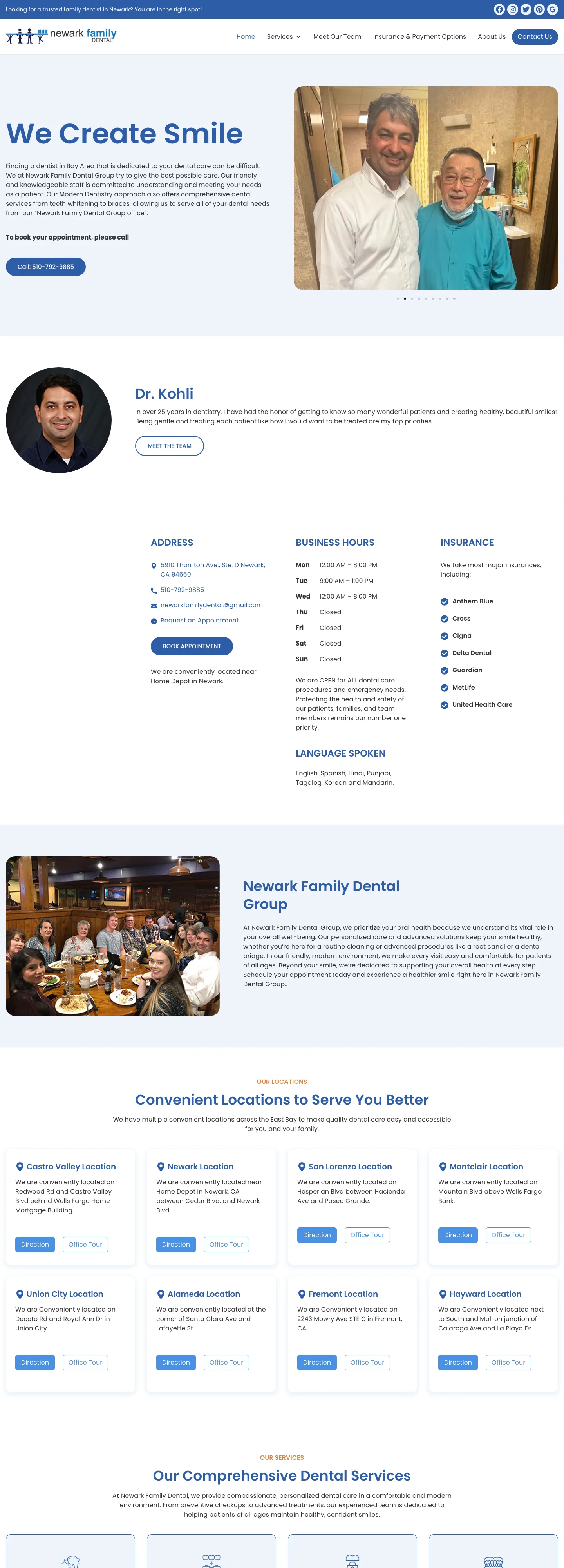 Family dental practice website