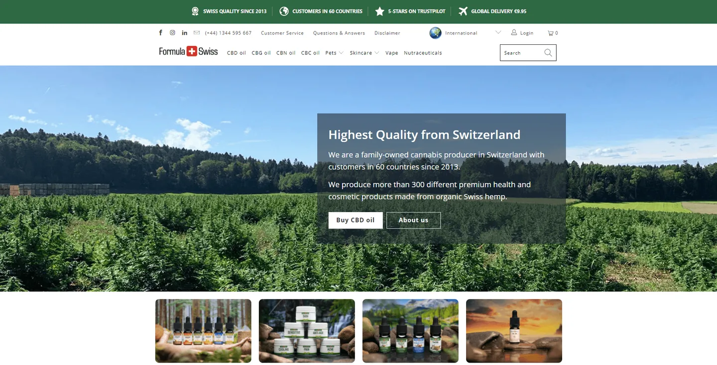 Formula Swiss: Shopify store for a Swiss CBD producer: website