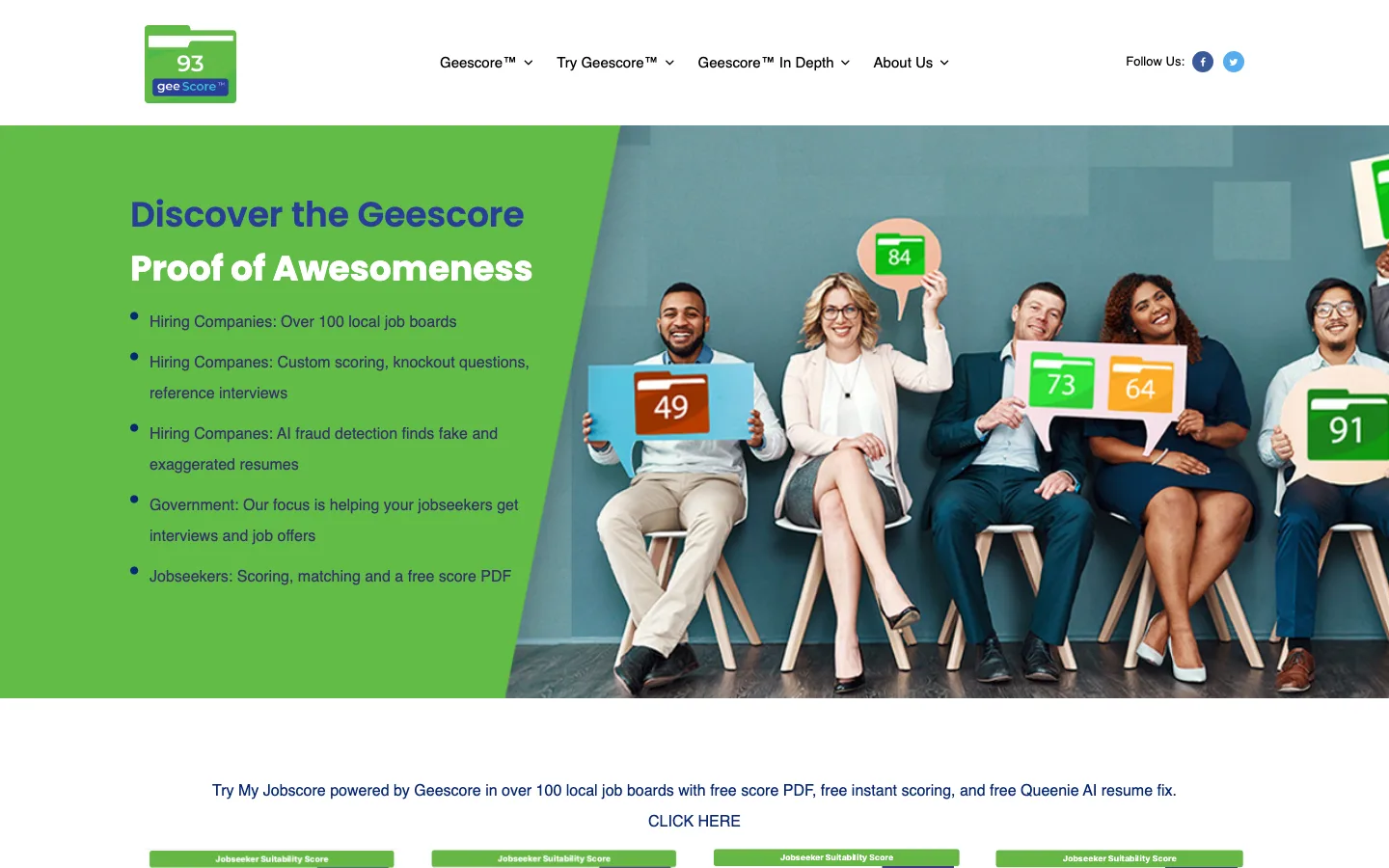GeeScore: job and jobseeker scoring platform screenshot