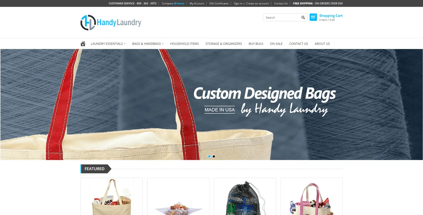 Handy Laundry: online store for laundry bags: website