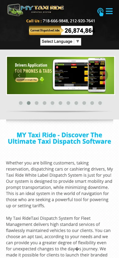 My Taxi Ride website on a phone