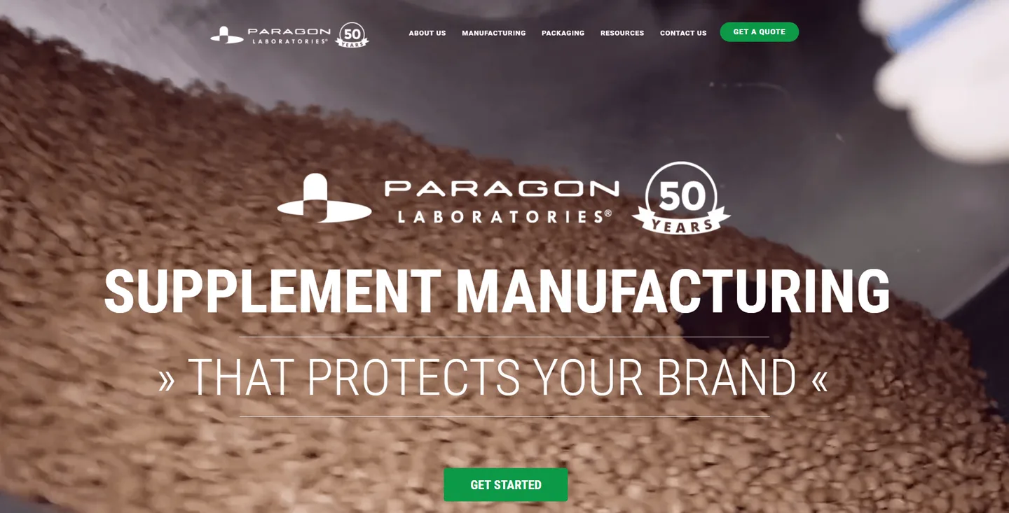 Paragon Laboratories: supplement manufacturer website: website