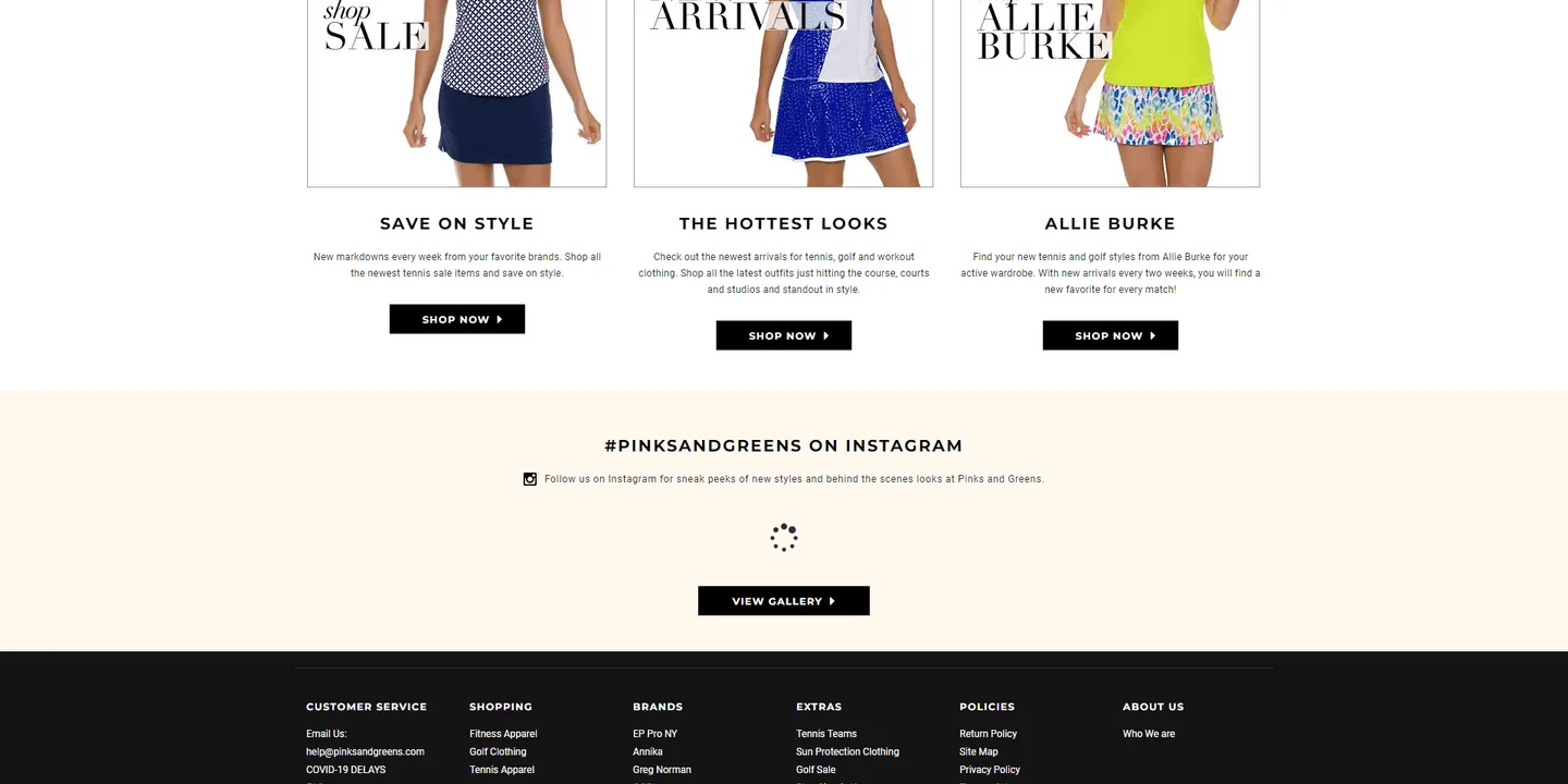 Pinks and Greens: another section of the website