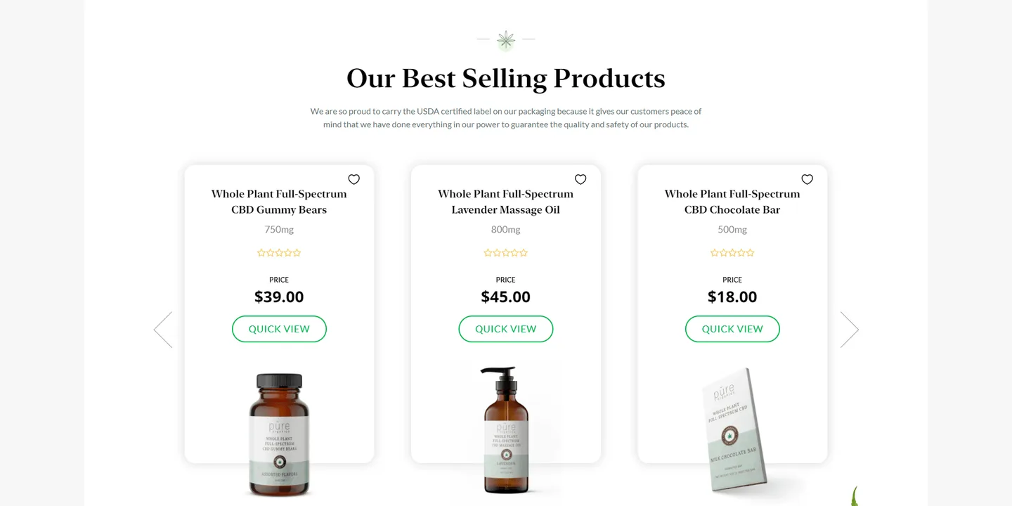 Pure CBD Oil Shop: another section of the website