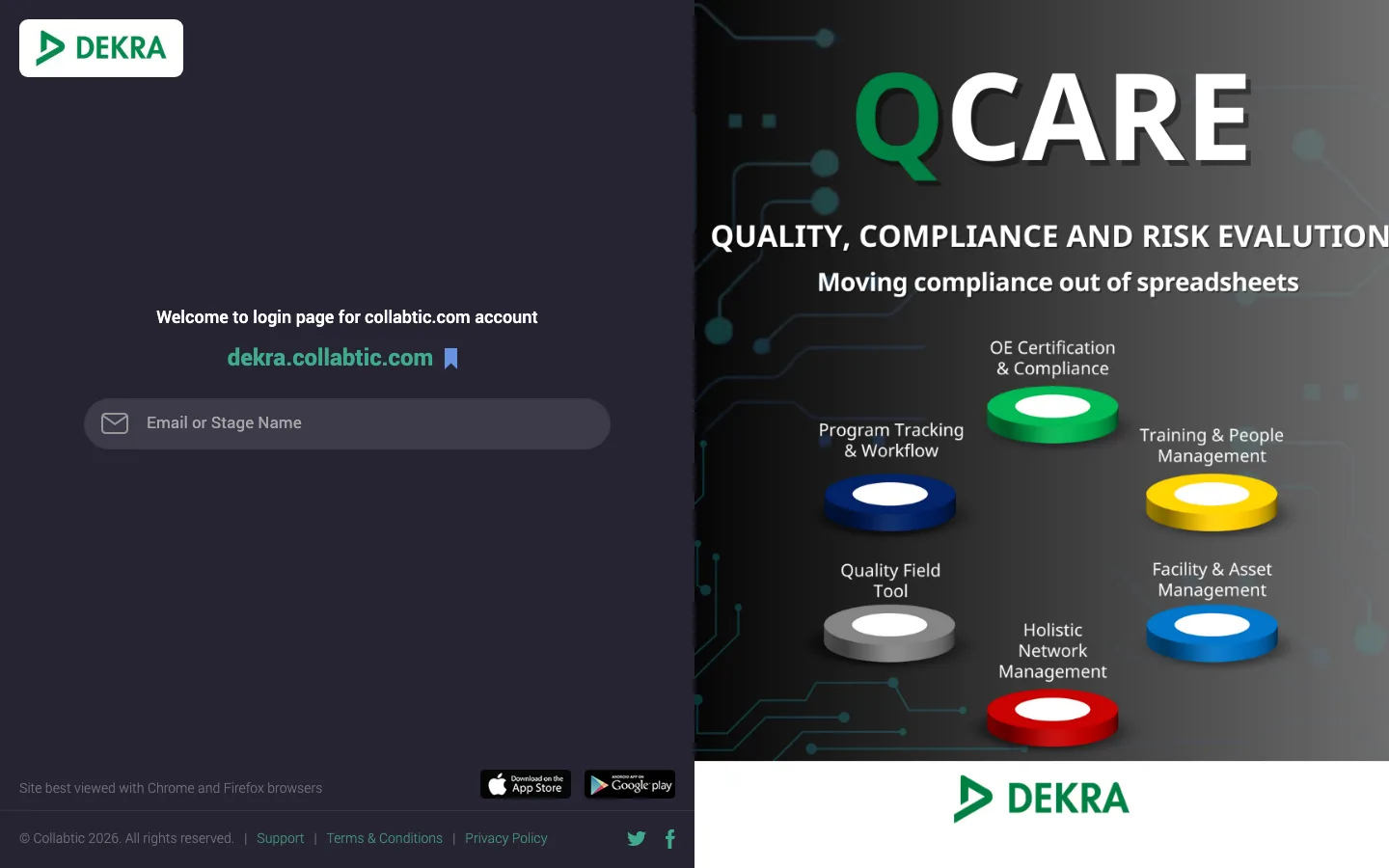 QCare sign-in page for DEKRA