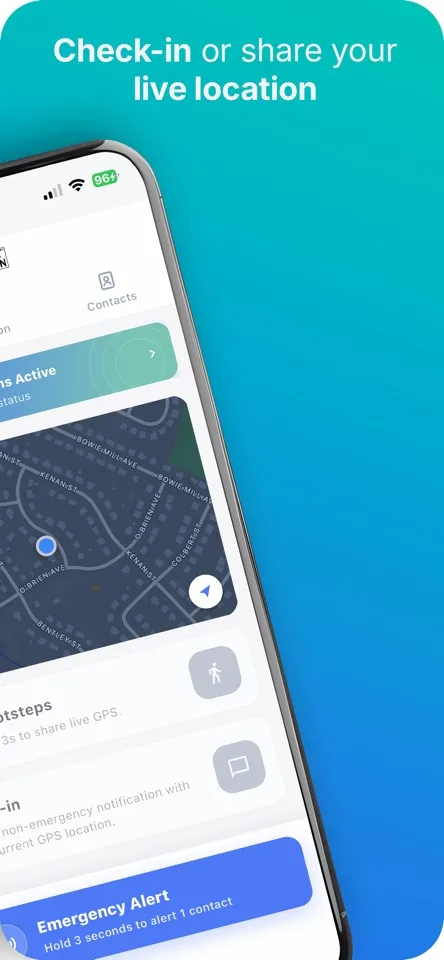 Silent Beacon: personal safety apps and web portal: app screen