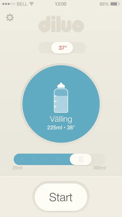 Diluo brew size and temperature controls