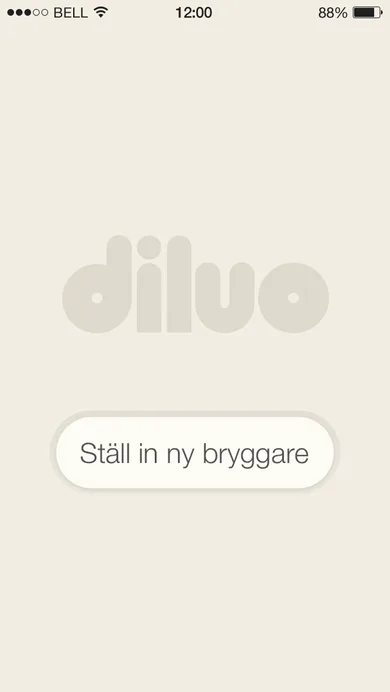 Diluo set-up welcome screen